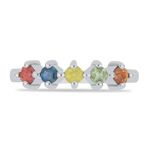 BUY MULTI TOURMALINE GEMSTONE CLUSTER RING IN 925 SILVER 